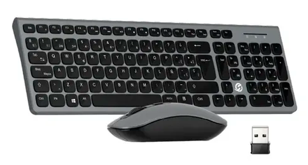 Combo Teclado y Mouse Inalambrico Solarmax (KMC2006S) Negro/Plateado