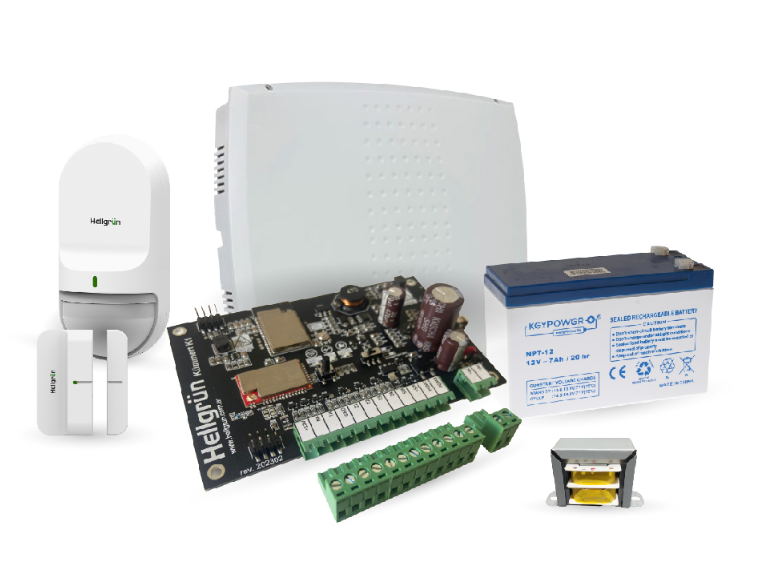 Kit 1 Plus GL-K1i Hellgrün 8 zonas Wifi/Llavero GL-RMTB/Magnetico GL-MAGBORN/Pir Inalambrico SKP182 S3618/Fuente 18vC 2Ah 36w S/Bateria