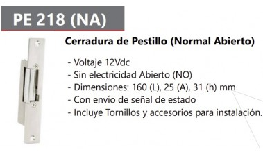 Cerradura Electrica de Pestillo Pronext PE-218 (NA) Sin Energia Cerrada