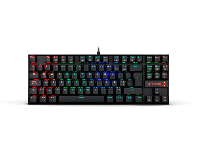 Teclado USB Gamer Mecanico Redragon K552 Kumara Negro RGB (K552RGB-1R-SP) Switch Rojo