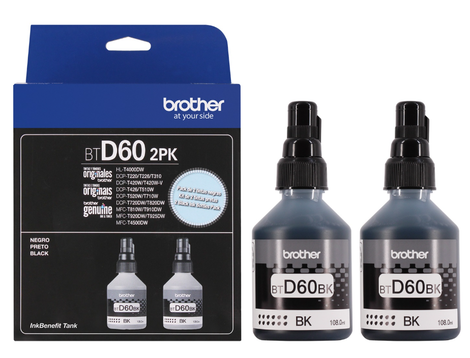 Botella Tinta Brother X 2 108.0 Ml Negro btD60bk PK2