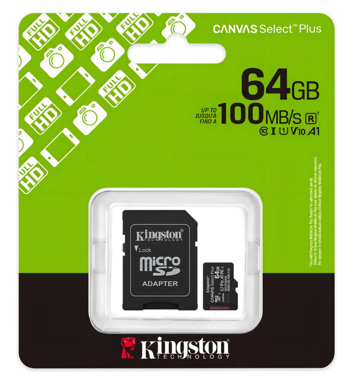 Memoria Micro SD 64 Gb Clase 10 Kingston 100 MB/s (SDCS3/64GB) Canvas Select Plus