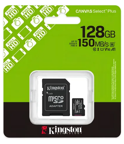 Memoria Micro SD 128 Gb Clase 10 Kingston 150 MB/s (SDCS3/128GB) Canvas Select Plus