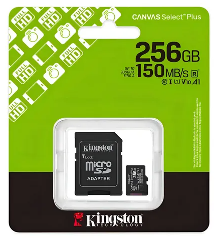 Memoria Micro SD 256 Gb Clase 10 Kingston 150 MB/s (SDCS3/256GB) Canvas Select Plus