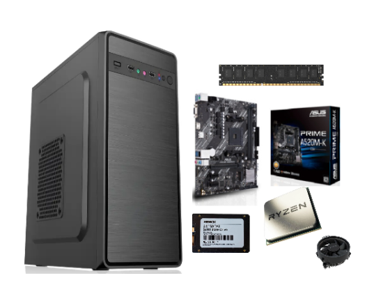 PC Completa Jalatec JT-K708 Ryzen 3 3200G/Asus A520M-K/8GB DDR4/SSD 240GB MEMOX/ Cooler Perfomance AM4