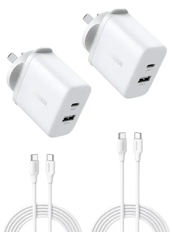 Cargador Rapido 2 Puertos 20w + 2 Cables USB-C Ugreen (X227) 55999